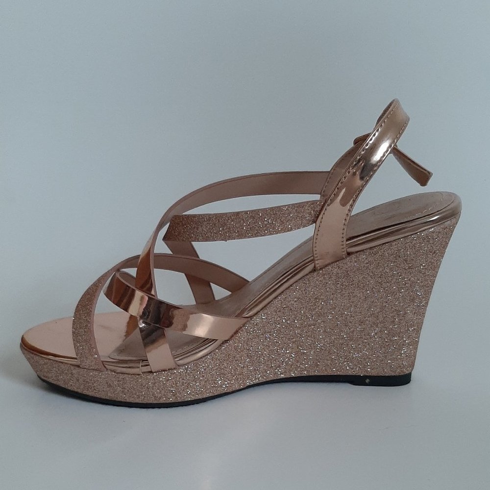 Rose Gold Strappy Wedges